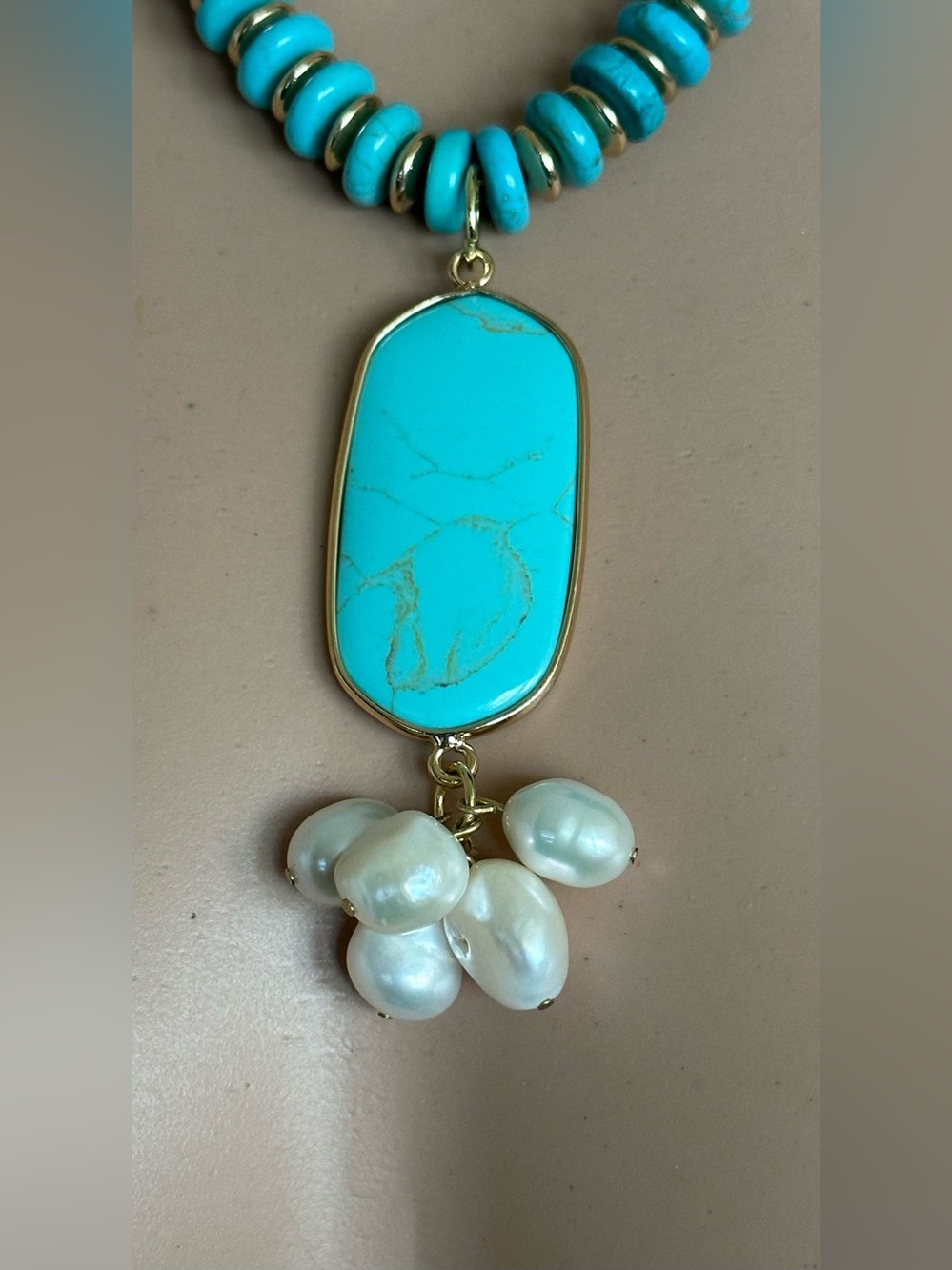 24 inch Turquoise and Pearl bead necklace NWOT - Picture 11 of 13